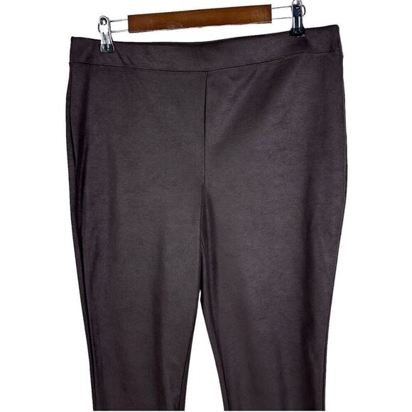 Chico's Brown Knit Faux Suede Leggings size 10 - Picture 3 of 9